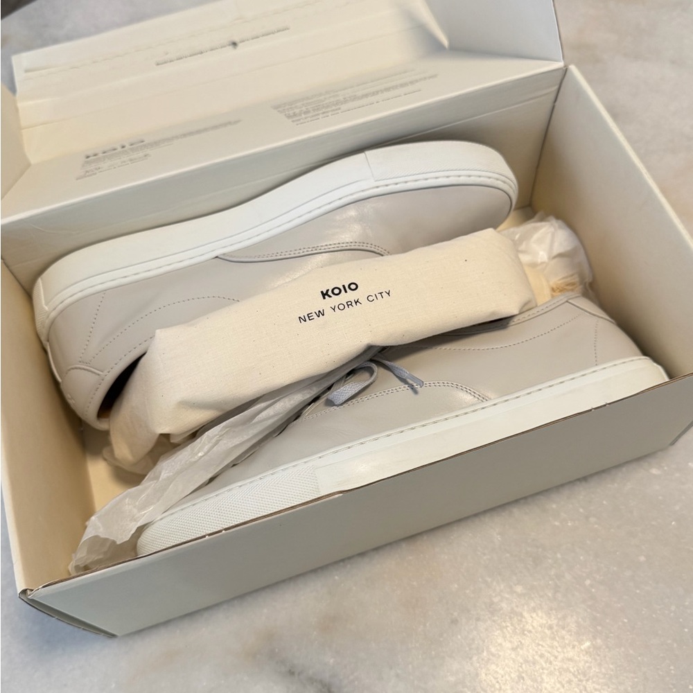 KOIO Men’s Portofino Low-Top Leather Sneakers in Sandstone - Picture 3 of 6
